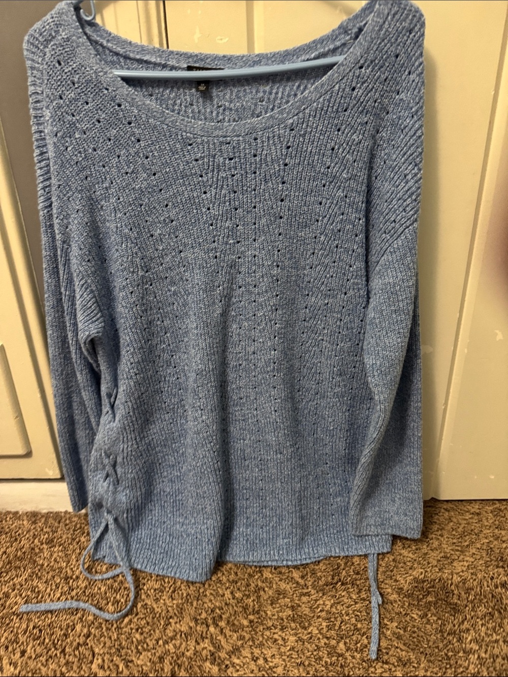 Talbots Blue Women's Cashmere Knit Sweater with Side Ties